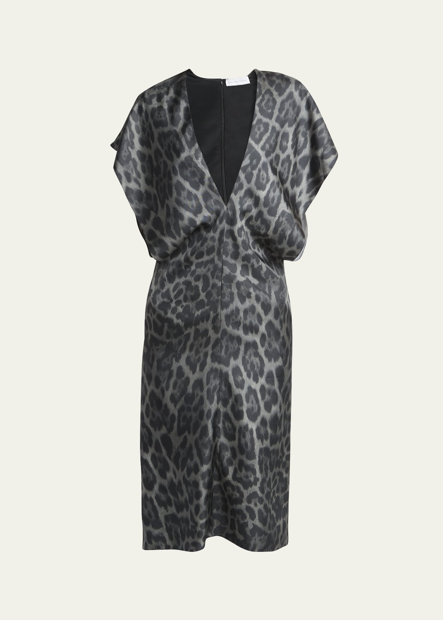 Leopard Print V-Neck Silk Dress - 1