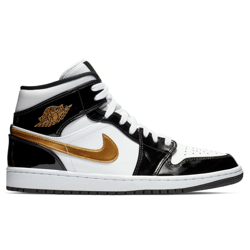 AIR JORDAN 1 MID SE - BLACK/METALLIC GOLD/WHITE - 1