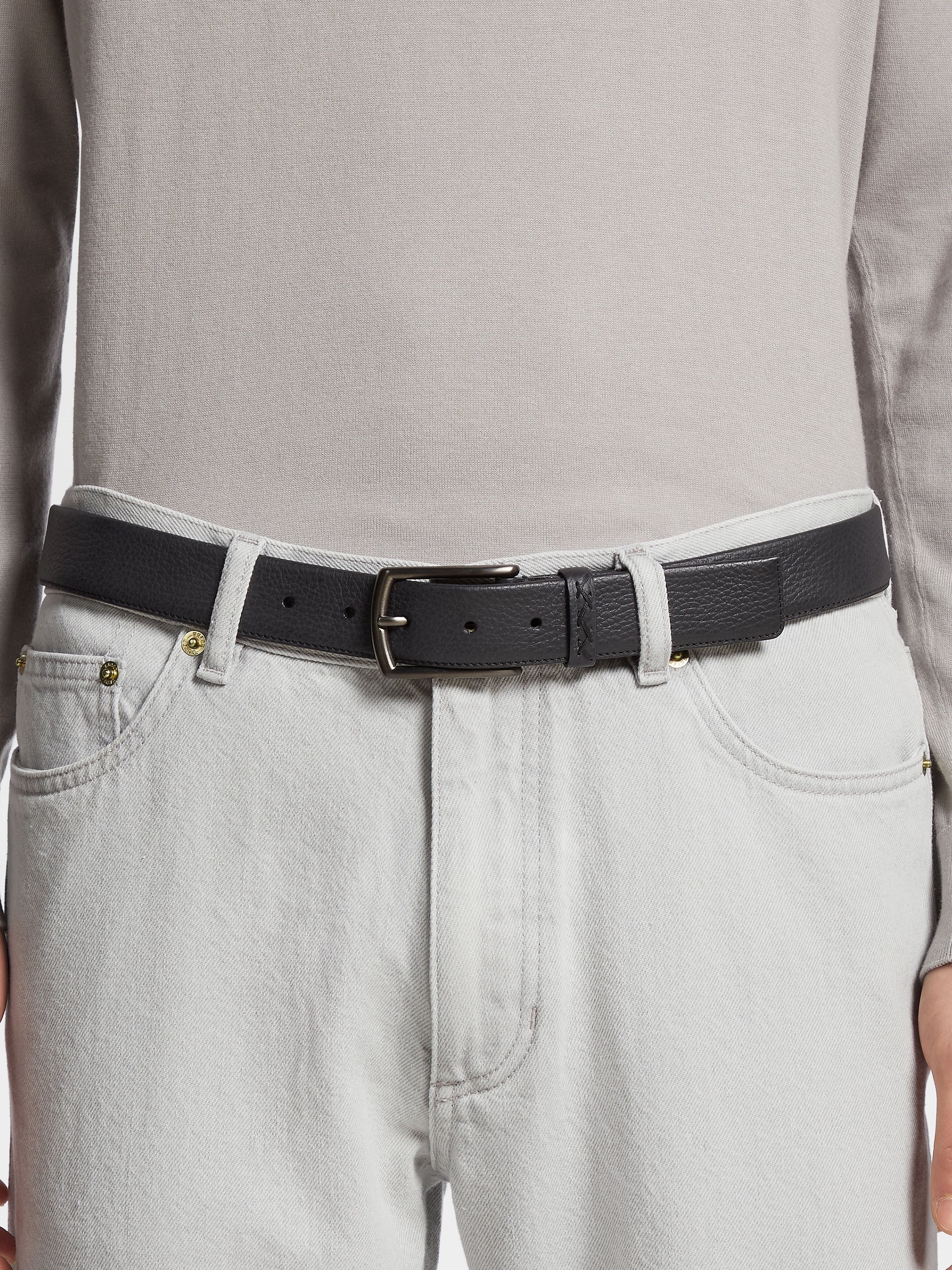 BLACK LEATHER BELT - 3