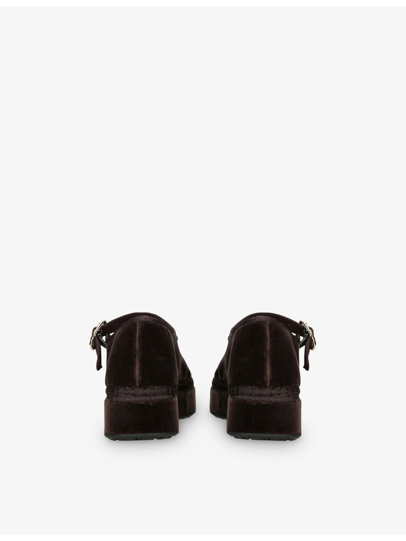 FLABELUS Double Truffle Cotton-Velvet Ballet Flats outlook