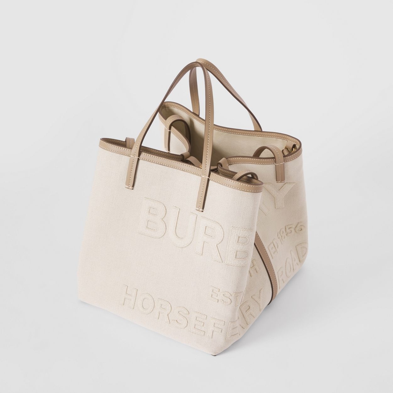 Burberry Mini Horseferry Linen Cotton Canvas Beach Tote