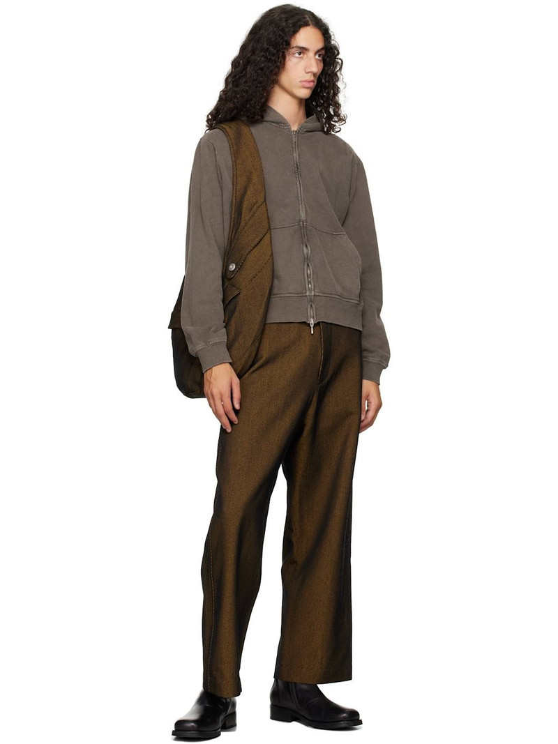 Omar Afridi Brown Shabby Full Zipped Hoodie outlook