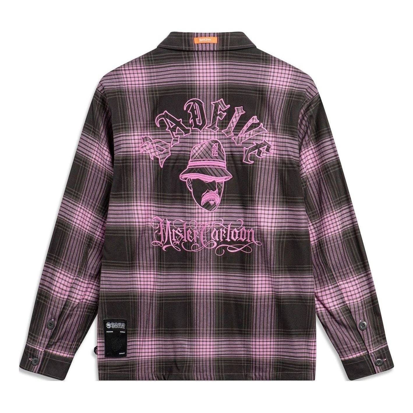 Li-Ning x Mister Cartoon BadFive Graphic Plaid Shirt 'Grey Pink' AFDT855-2 - 2