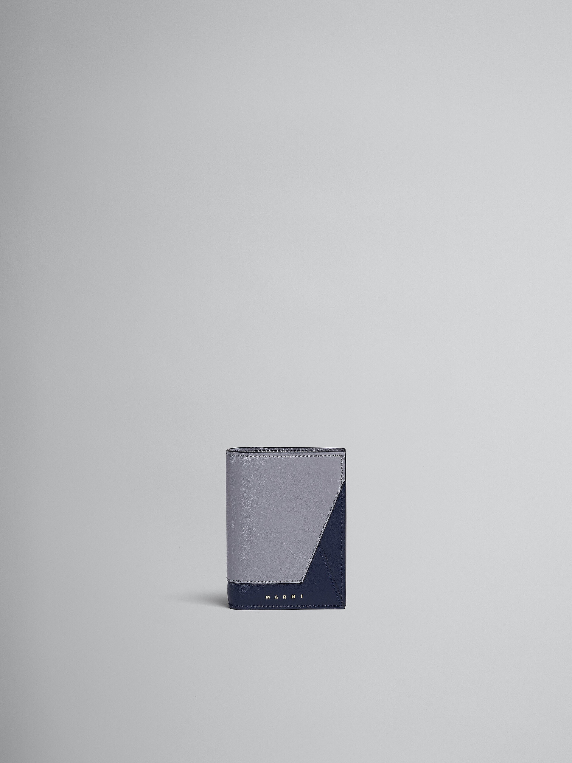 GREY AND BLUE LEATHER BI-FOLD WALLET - 1