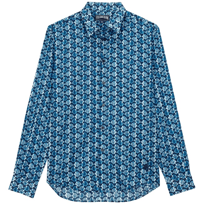 Unisex Cotton Voile Summer Shirt Batik Fishes - 1