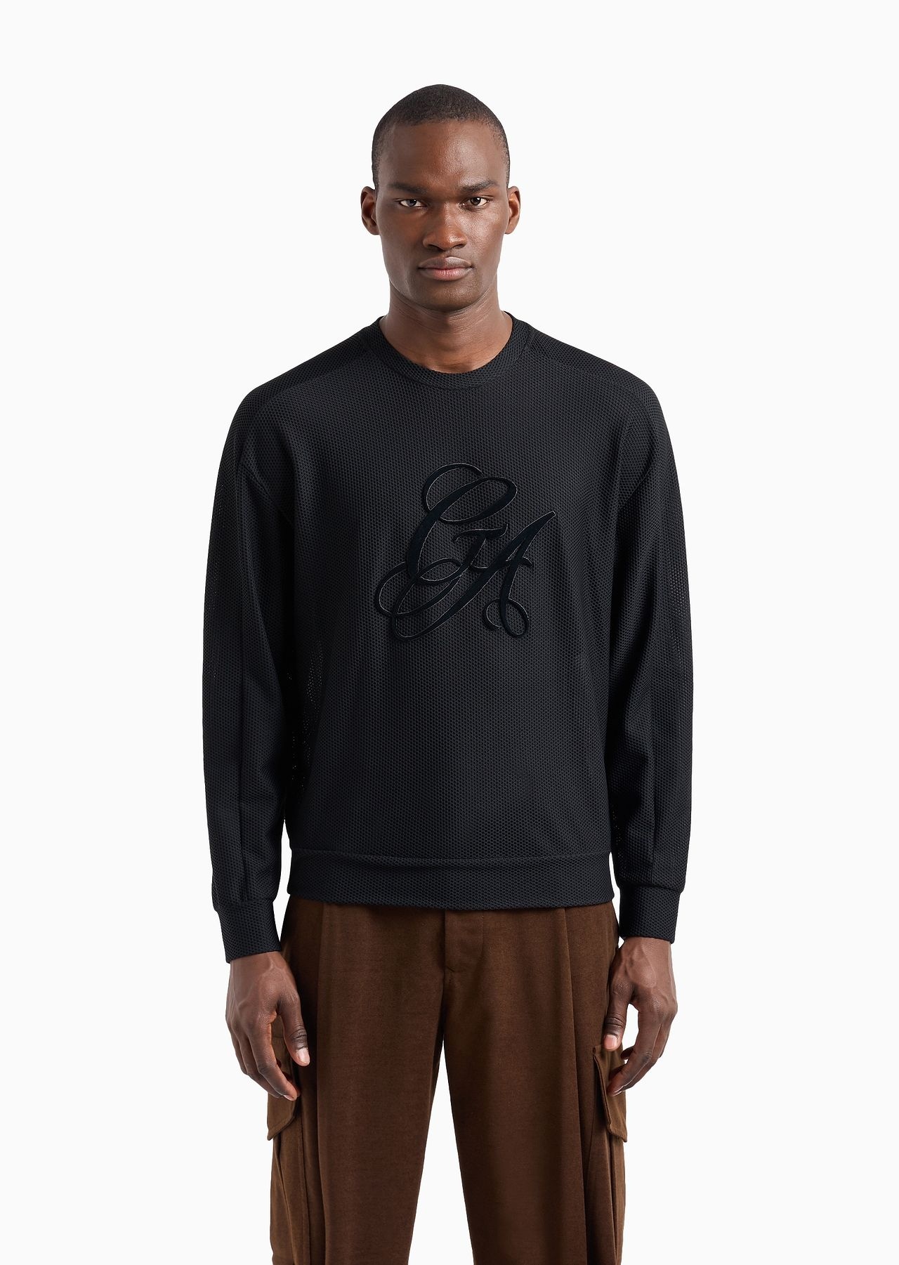 Crew-neck sweatshirt in technical waffle fabric - 2