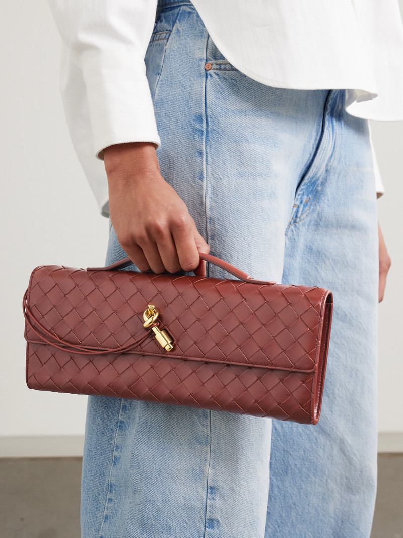Bottega Veneta Long Andiamo Intrecciato Leather Clutch outlook