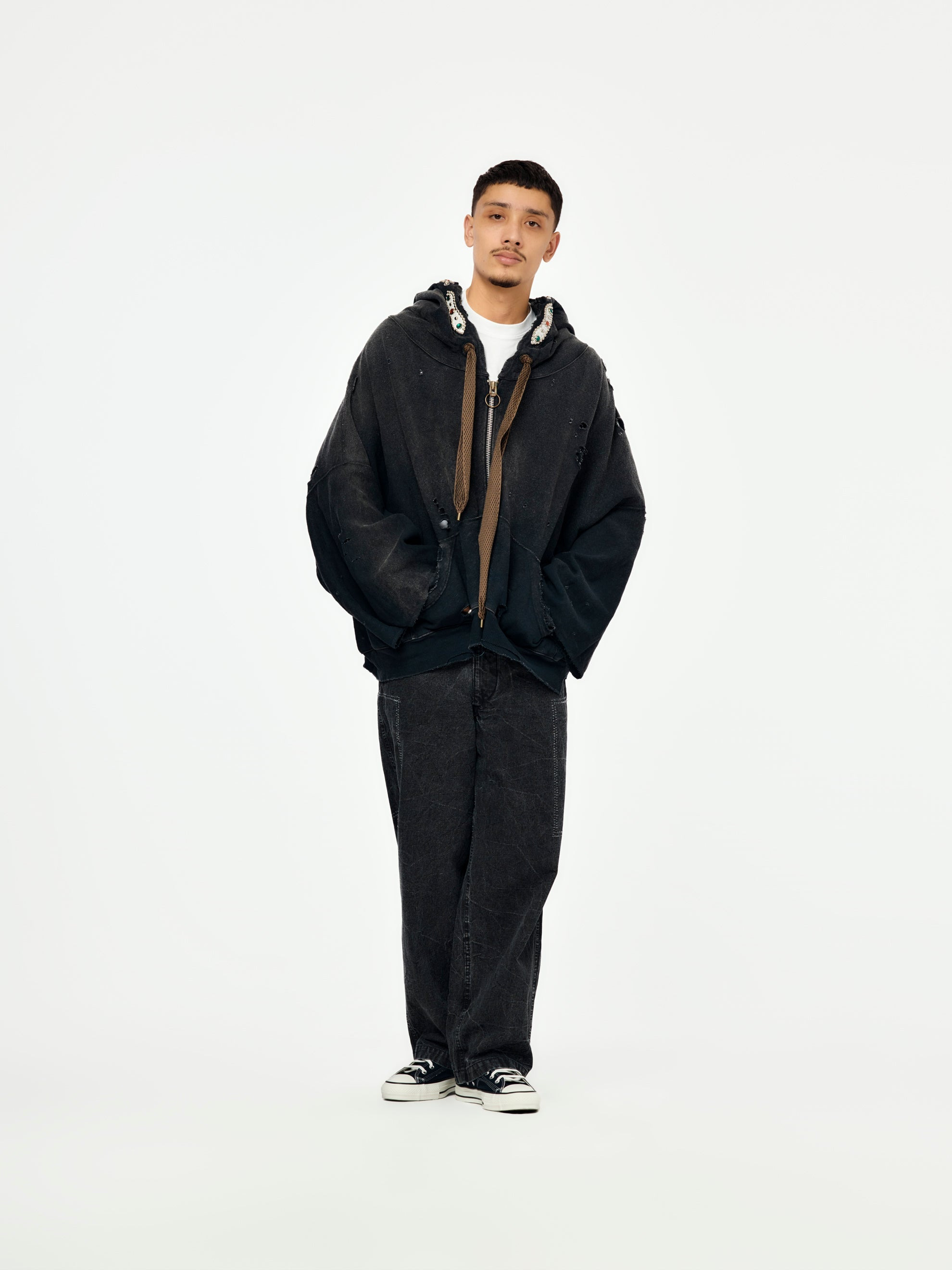 THRILLER DAMAGE DEVIL HOODIE BLOUSON SWT KNIT (STUDS REMAKE/BLACK) - 6