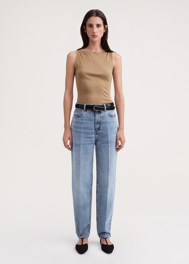 Sleeveless boat neck top nutmeg - 2