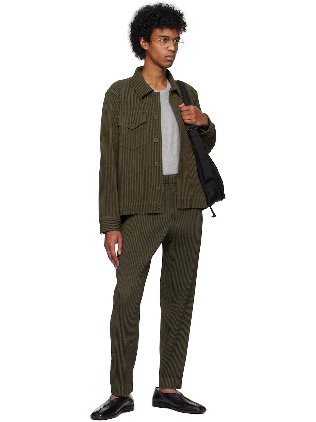 Khaki Wool Like Light Trousers - 4
