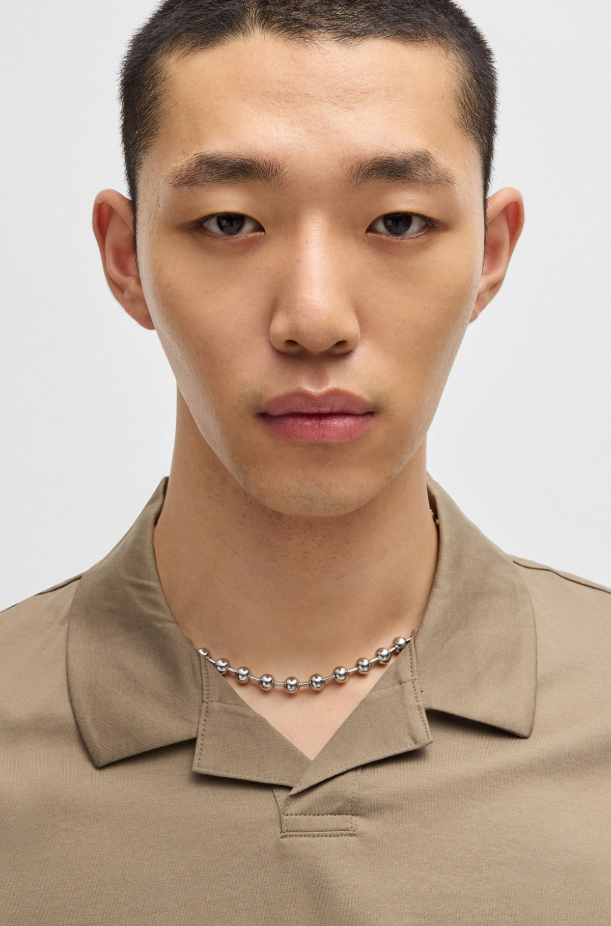MERCERIZED SLIM-FIT POLO SHIRT WITH JOHNNY COLLAR - 3