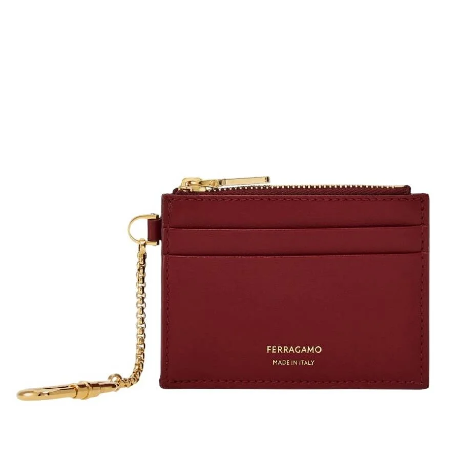 Ferragamo Stamped Signature Leather Card Holder - 1