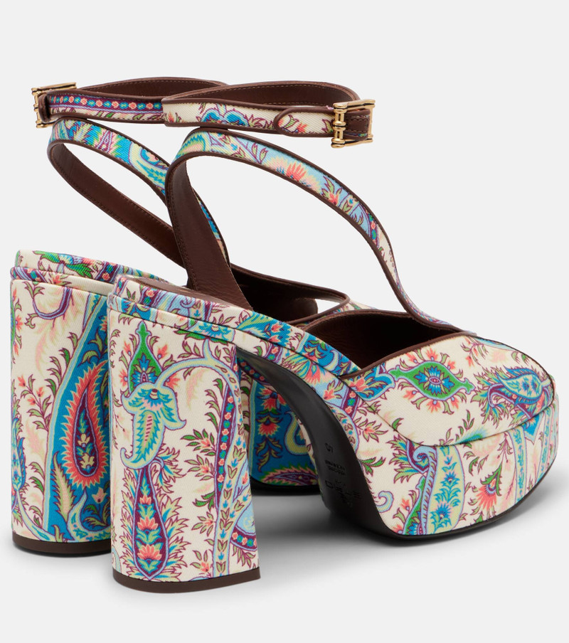 Etro 120 paisley canvas platform sandals outlook