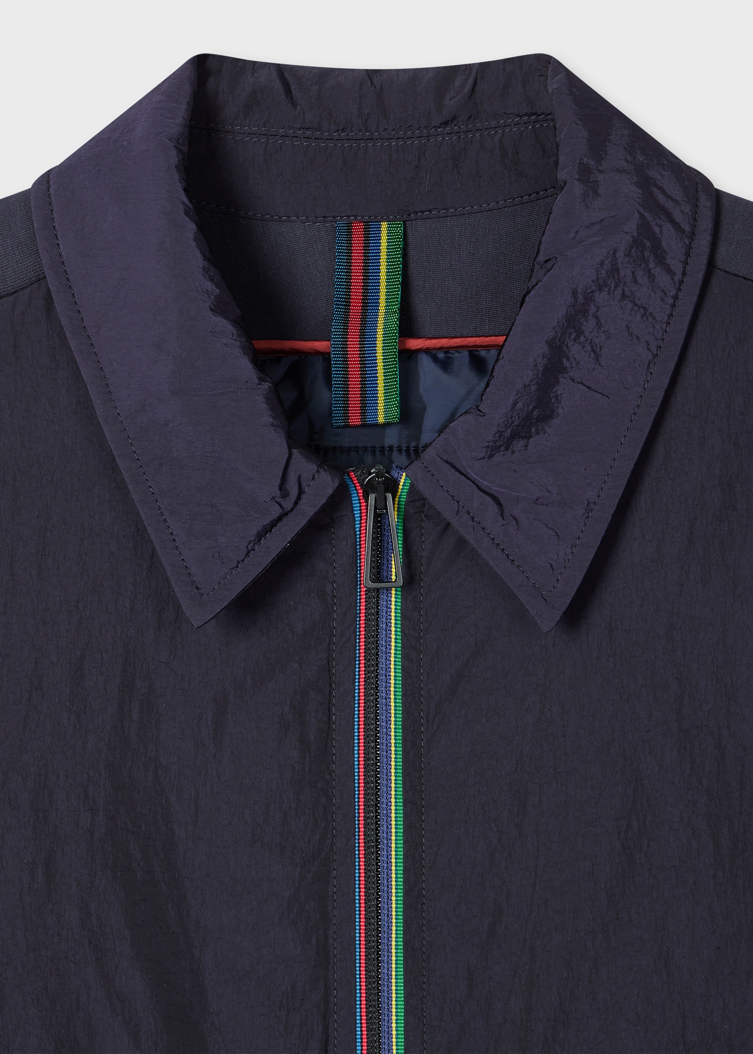 Navy Recycled-Nylon Mixed Media Short Jacket - 2