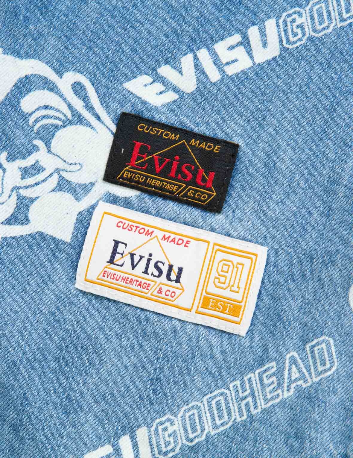 Allover Godhead and Logo Discharged  Print Denim Shirt - 11