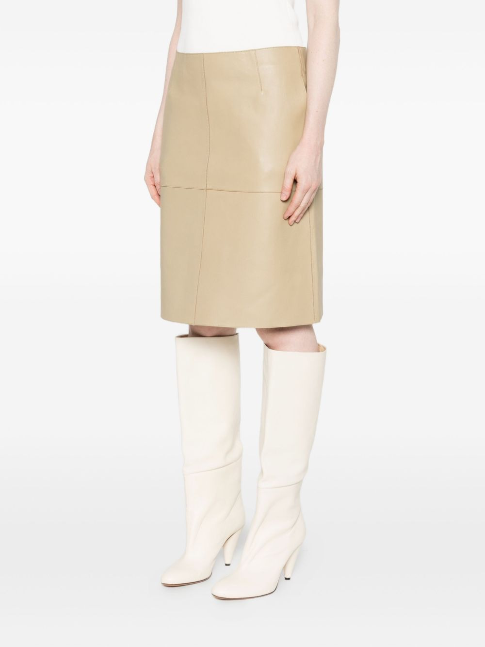 paneled leather skirt - 3