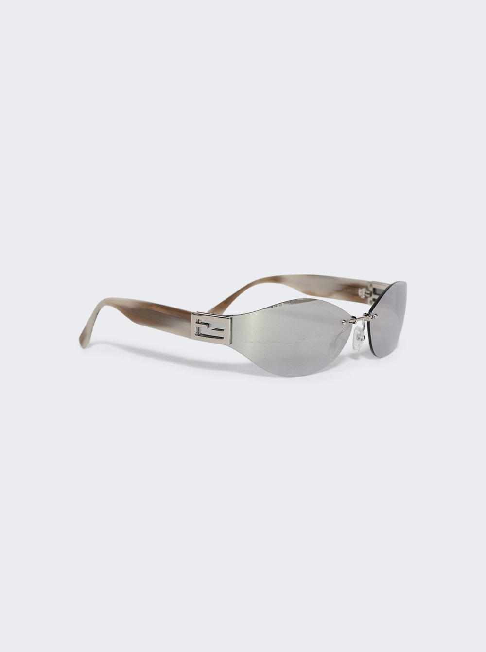 Baguette Sunglasses Shiny Palladium And Smoke Mirror - 2