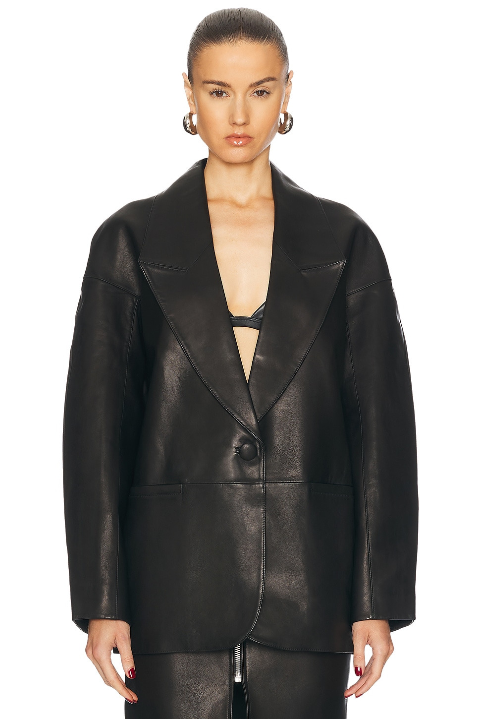 Slouchy Leather Blazer - 2
