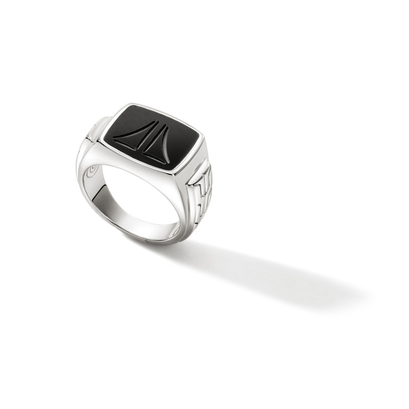 Carved Signet Ring, Sterling Silver 1