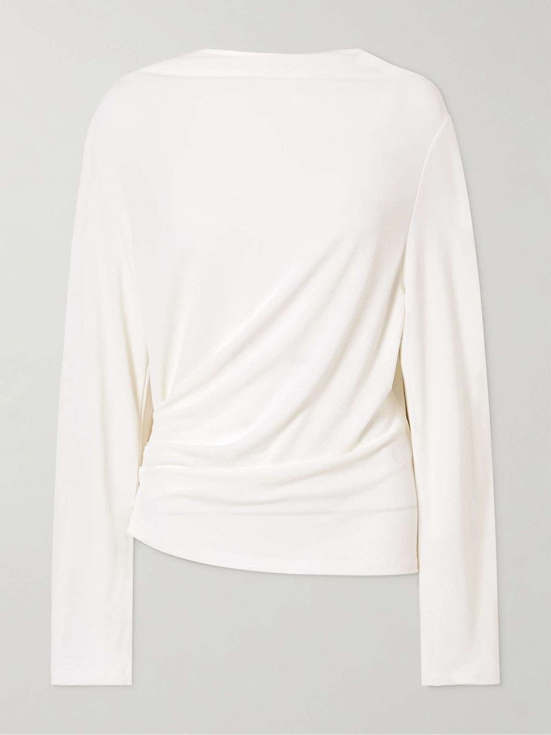 Croisière open-back draped jersey top White 1