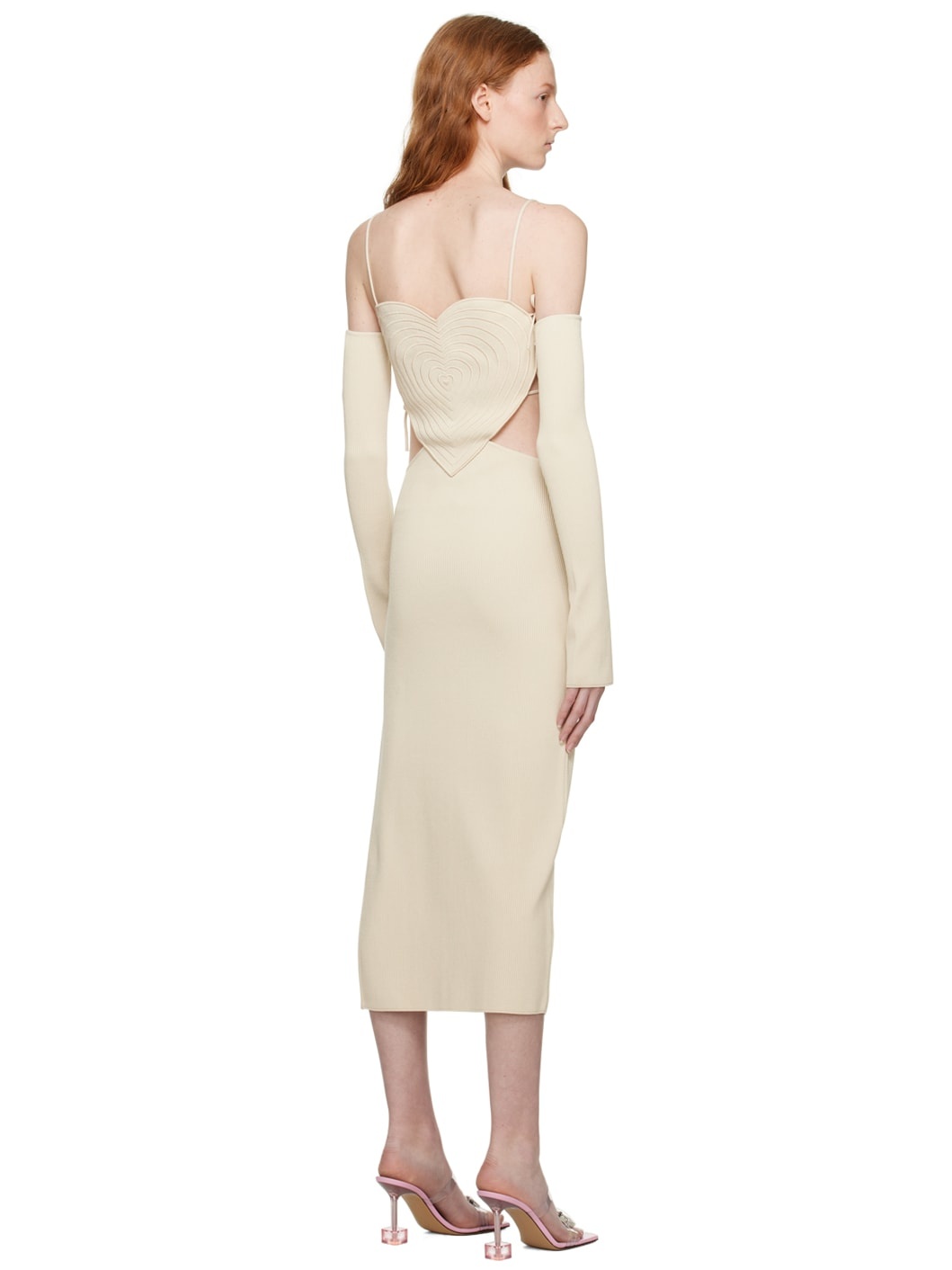 Beige Heart Midi Dress - 3