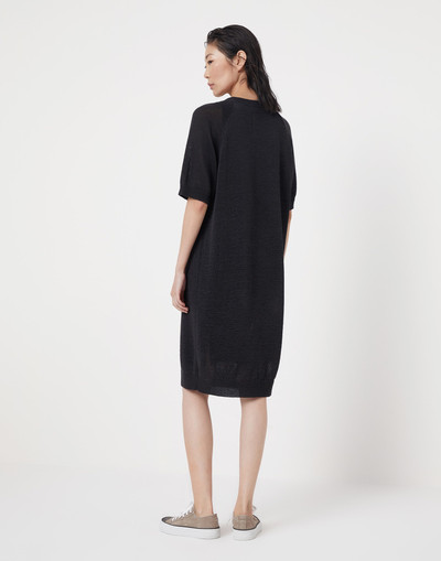 Brunello Cucinelli Cotton knit dress with shiny piping outlook