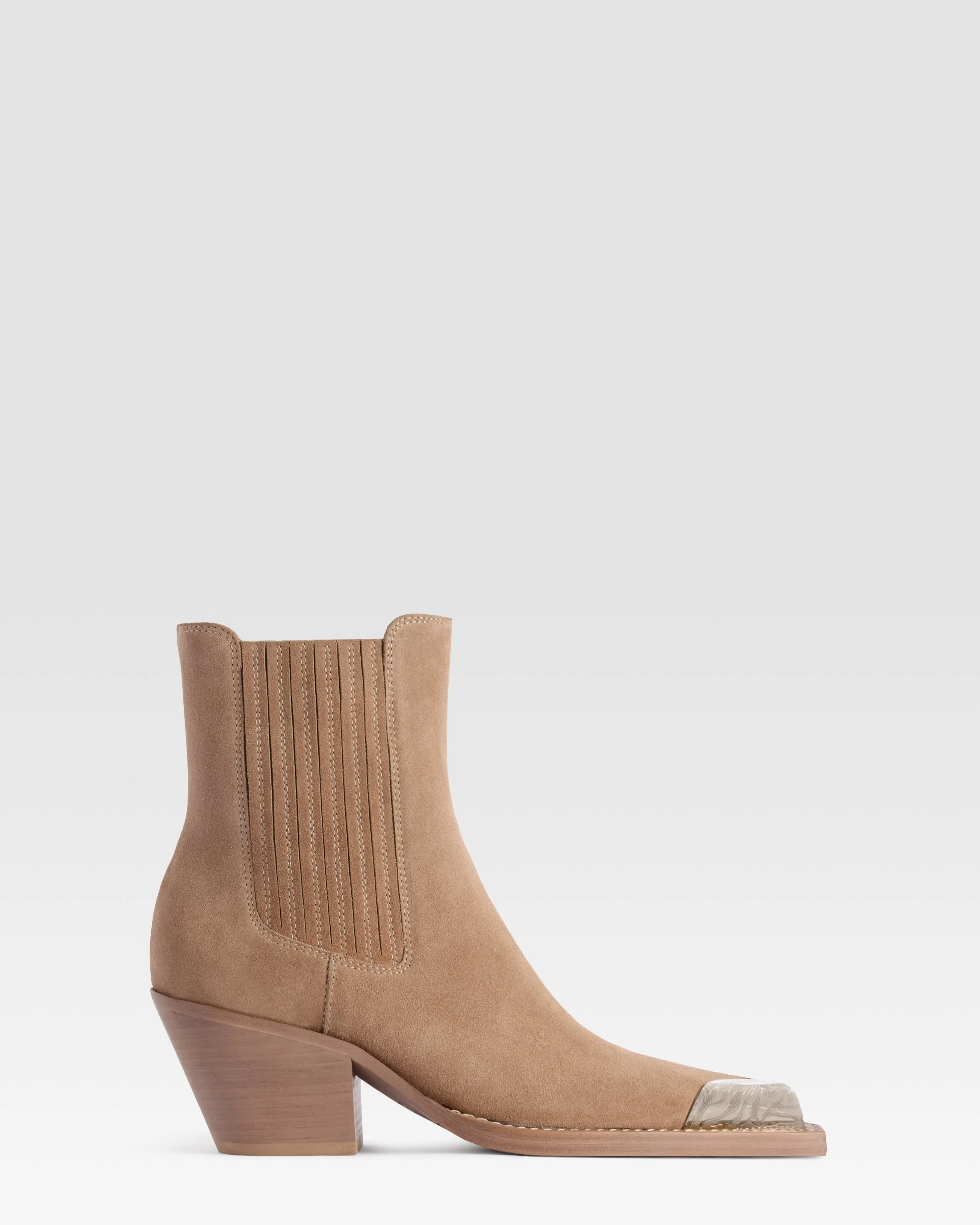 SUEDE WESTERN ANKLE BOOT WITH METAL TOE CAP - 1