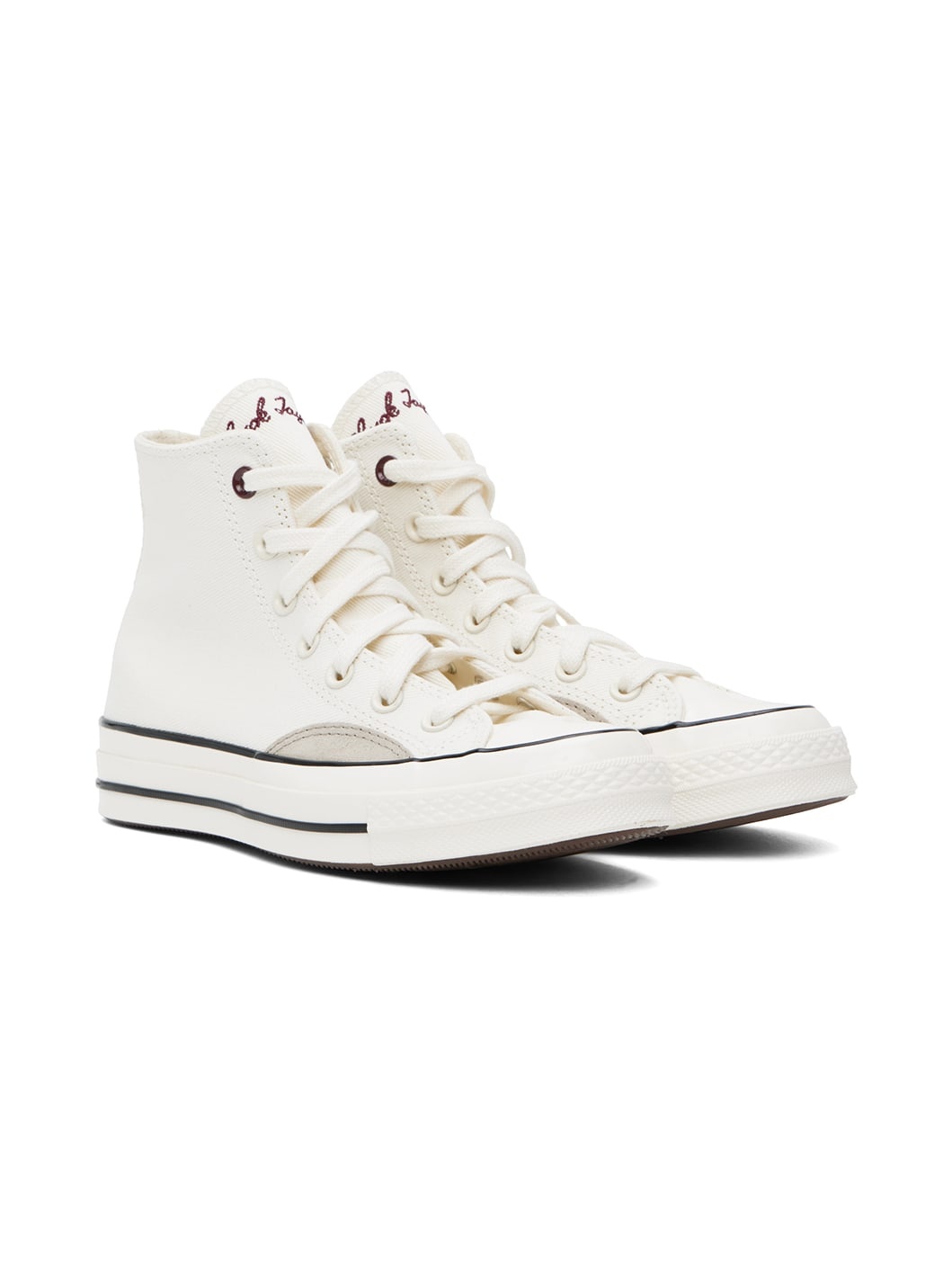 White & Taupe Chuck 70 Mixed Materials High Top Sneakers - 4