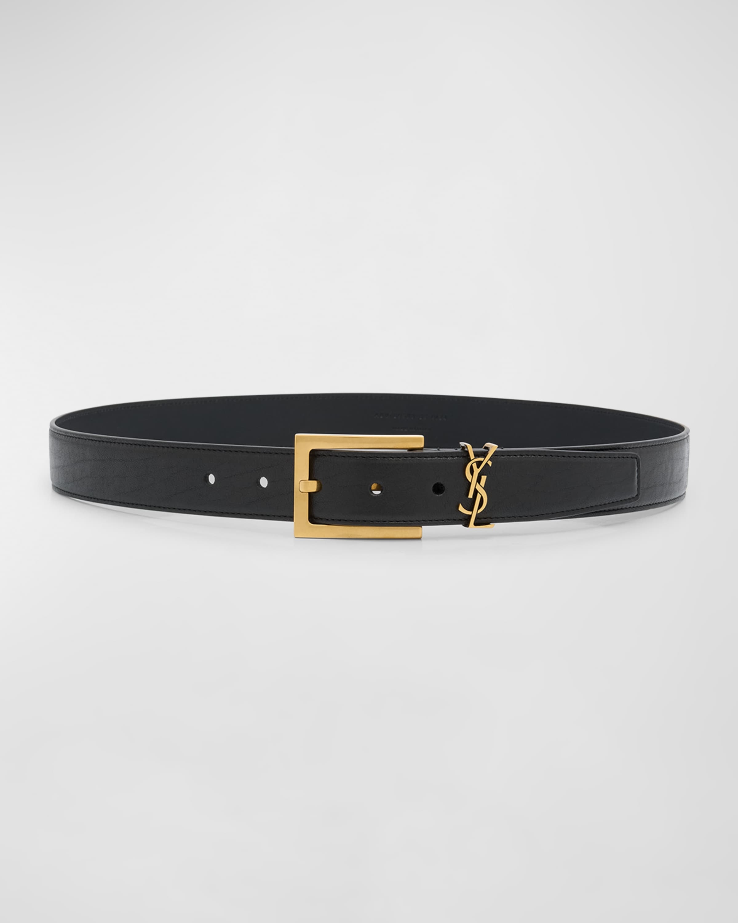 SAINT LAURENT YSL Grainy Leather Belt | neimanmarcus