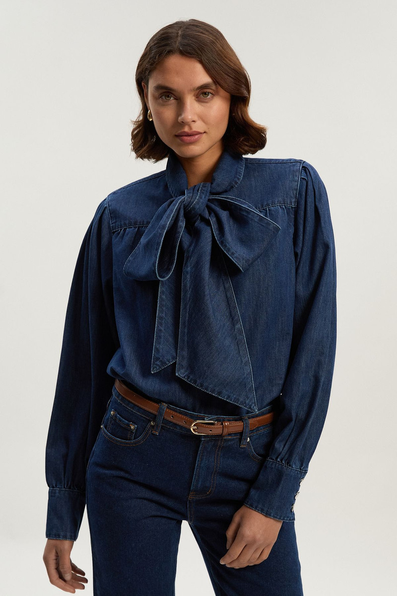 Denim Pussybow Blouse 1