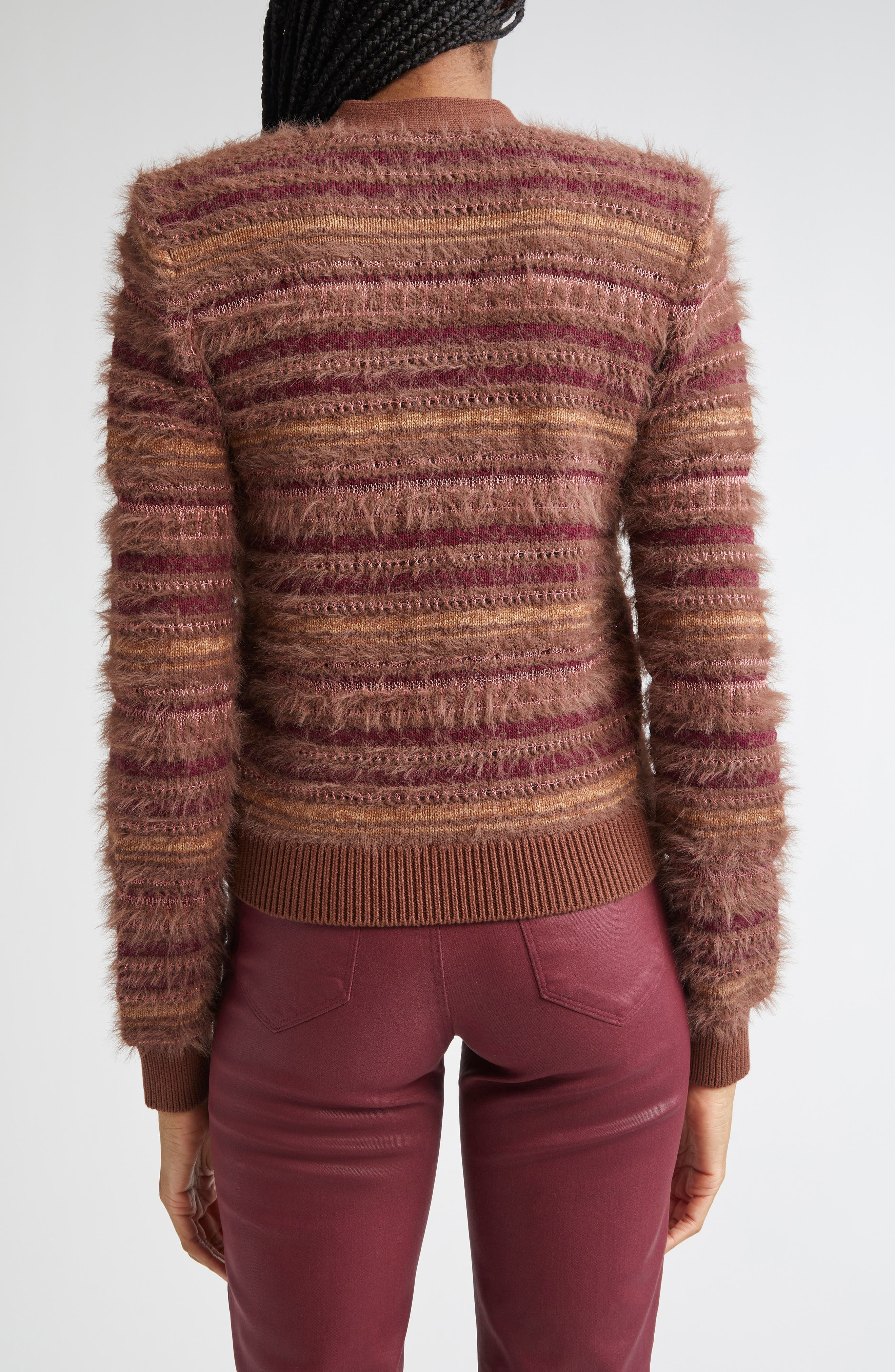 L'AGENCE Ariadne Mix Stitch Cardigan in Natural/Mauve Multi at Nordstrom - 3