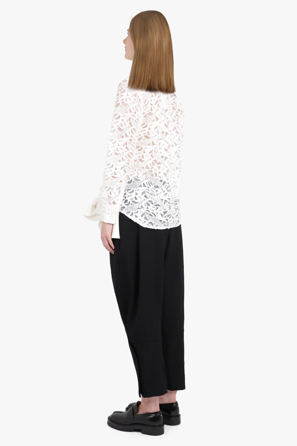 LACE L/S SHIRT WITH RUFFLE PANELS | OFF WHITE - 6