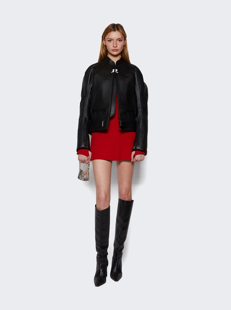 courrèges Scuba Leather Bomber Jacket Black outlook