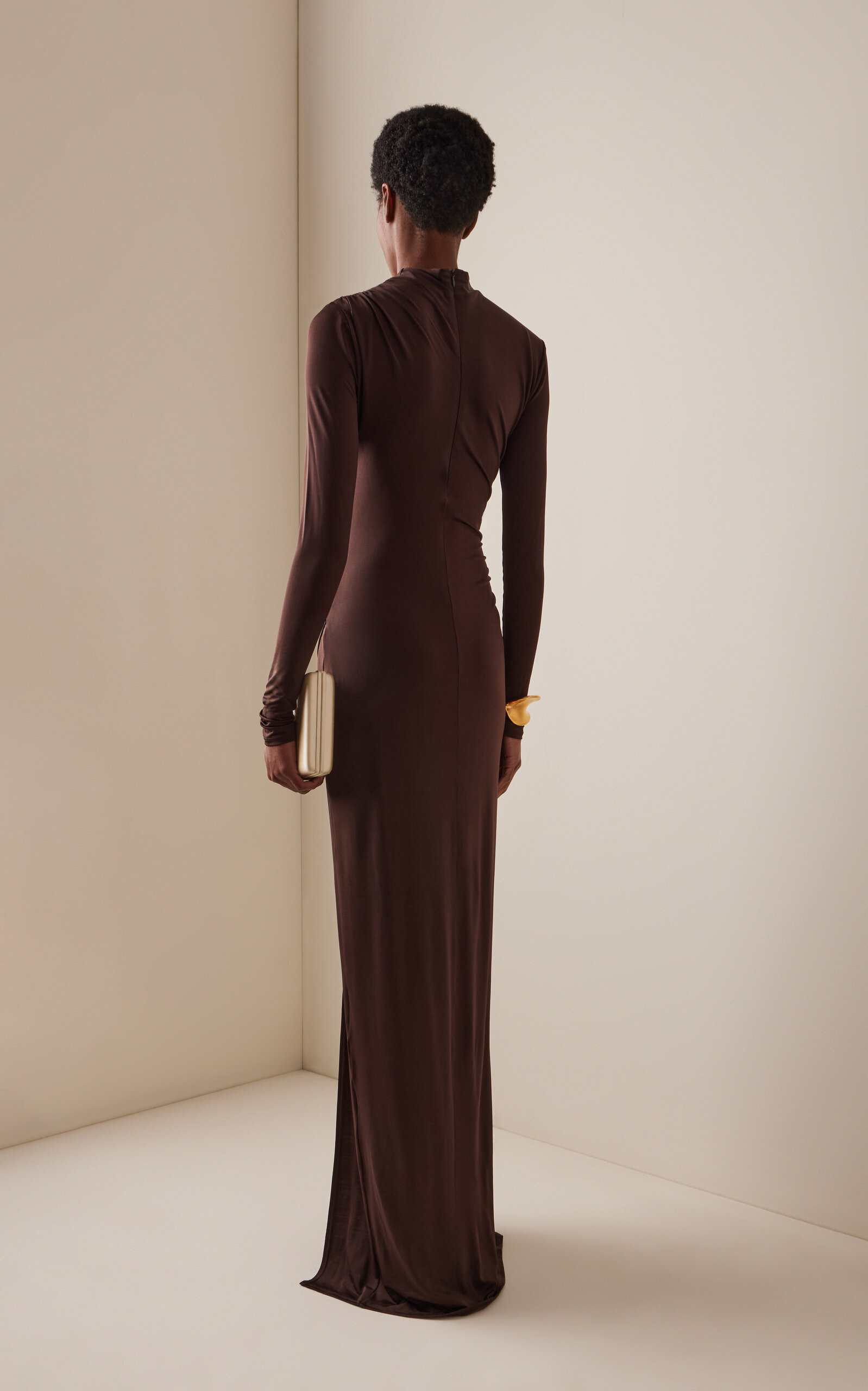 Jersey Draped Gown brown - 4