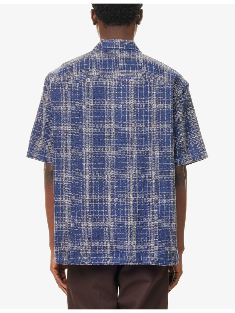 Checked Short-Sleeve Cotton and Linen-Blend Shirt 4