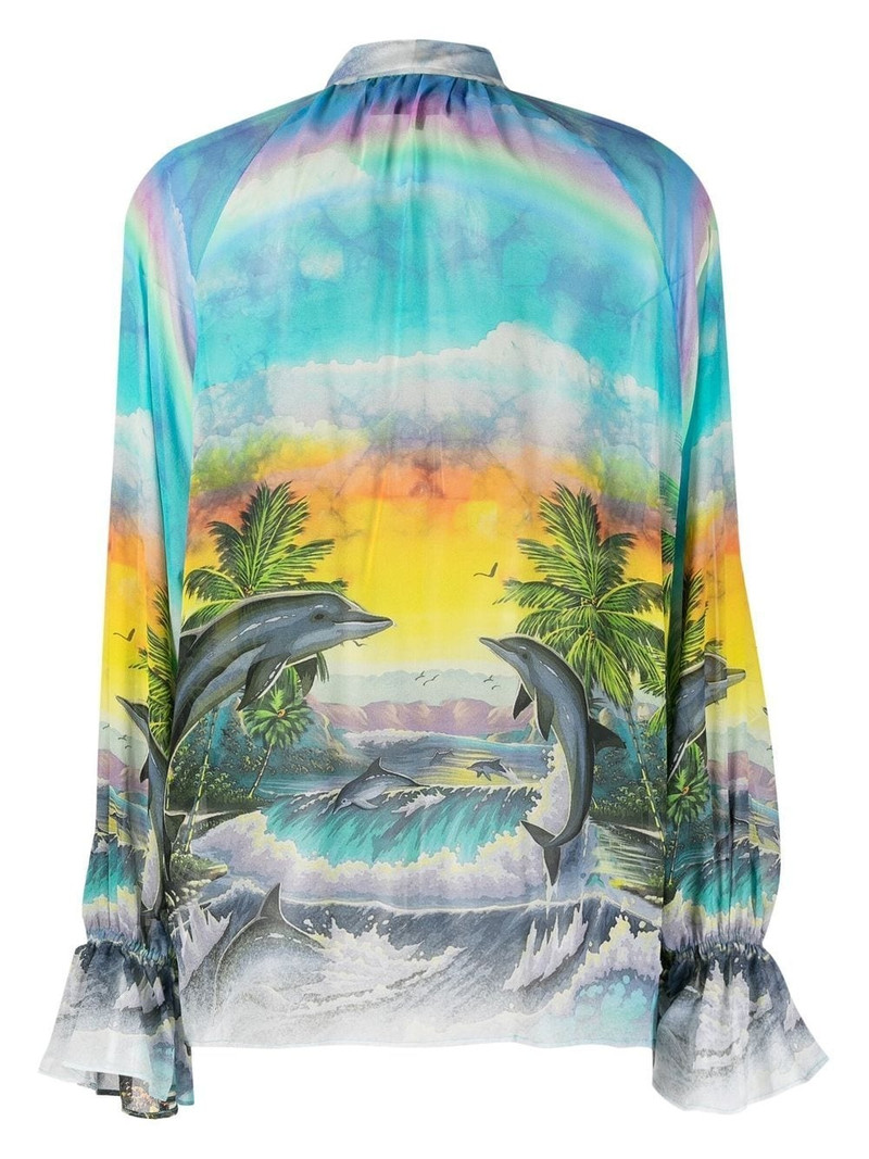 PHILIPP PLEIN Hawaii-print chiffon shirt outlook