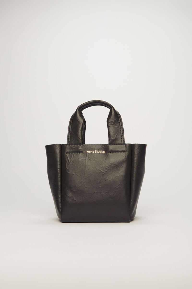 Mini leather tote bag black 1