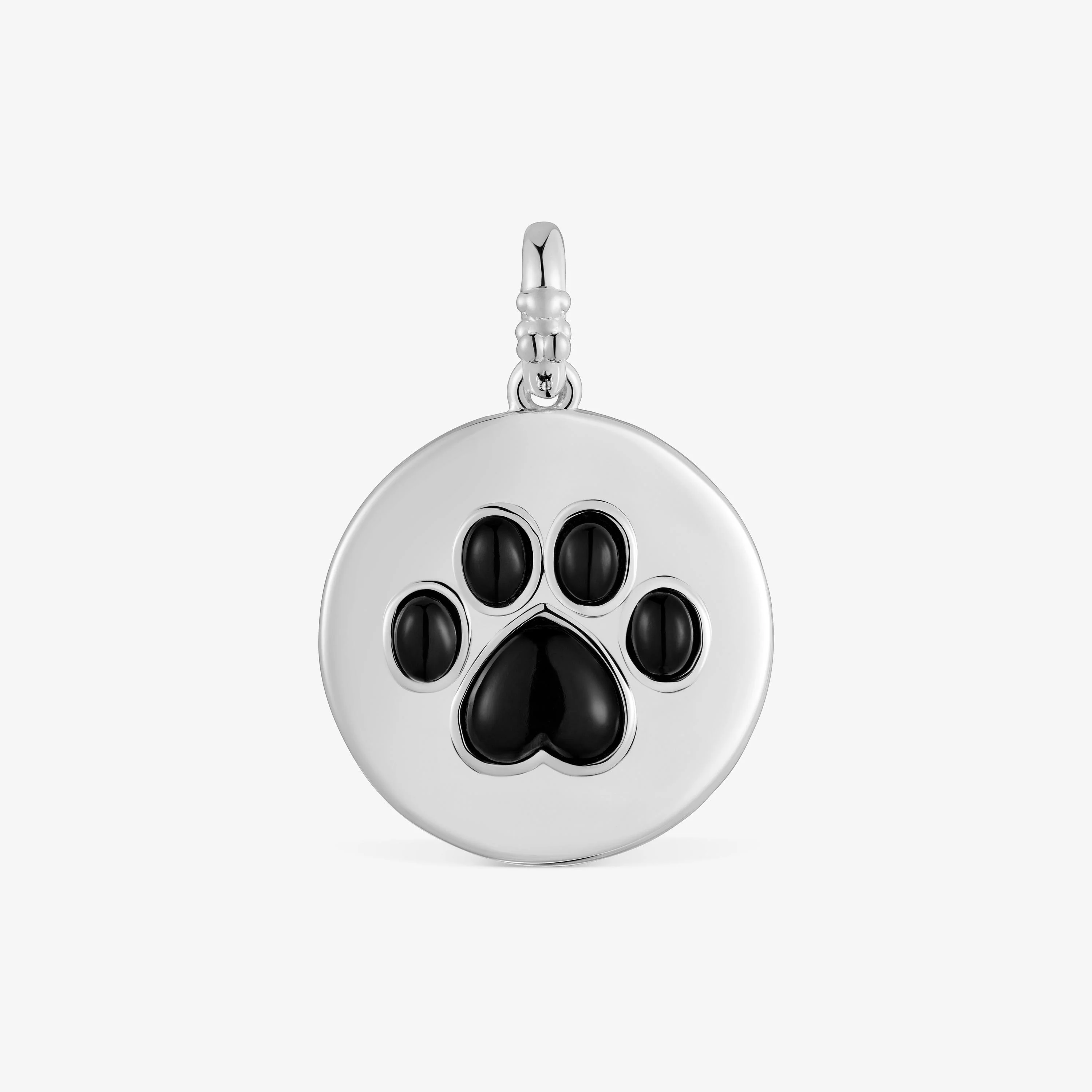 Silver Pendant with onyx paw-print Medallions - 1