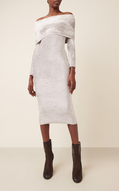 Alaïa Off-The-Shoulder Velvet Midi Dress white outlook