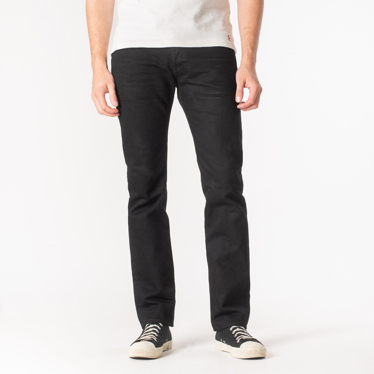 IH-777S-142bb 14oz Selvedge Denim Slim Tapered Cut Jeans - Black/Black - 2