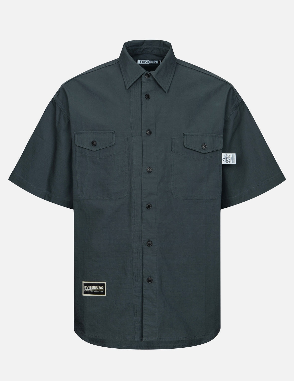Logo Embroidery and Slogan Print Relax Fit Short-Sleeves Shirt - 1