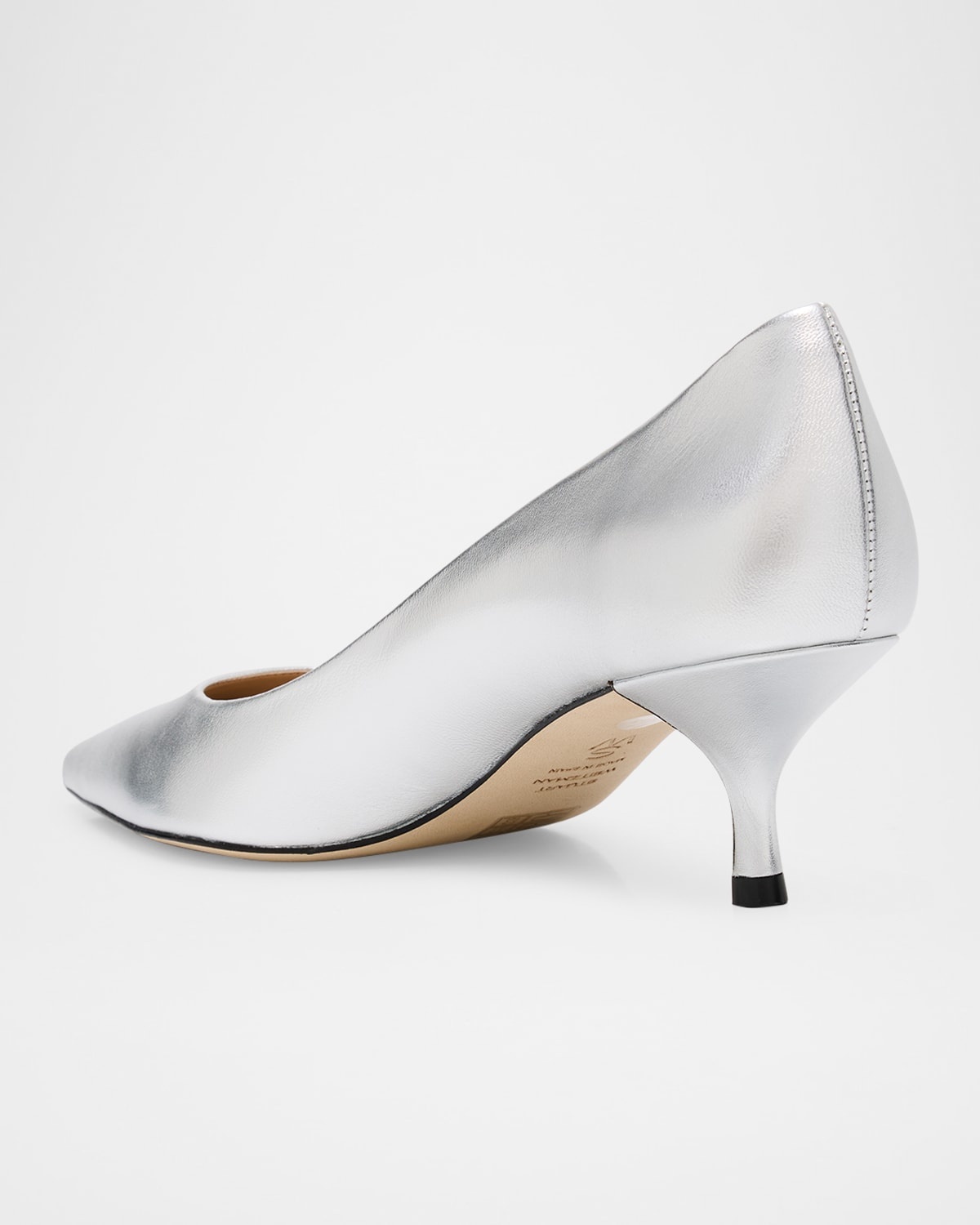 Stuart Metallic Leather Kitten-Heel Pumps - 4