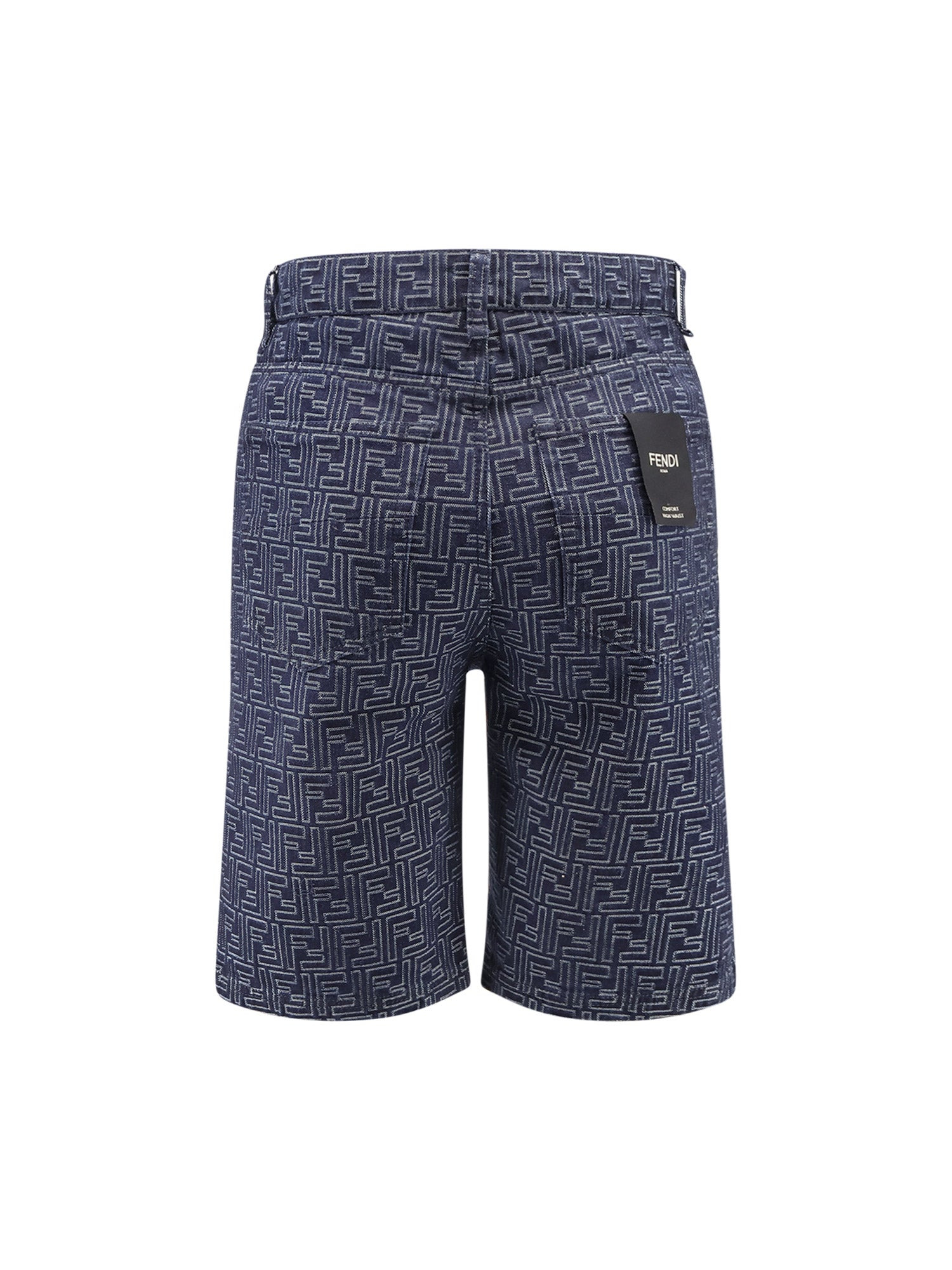 Denim Bermuda Shorts With All-Over Ff Logo - 2
