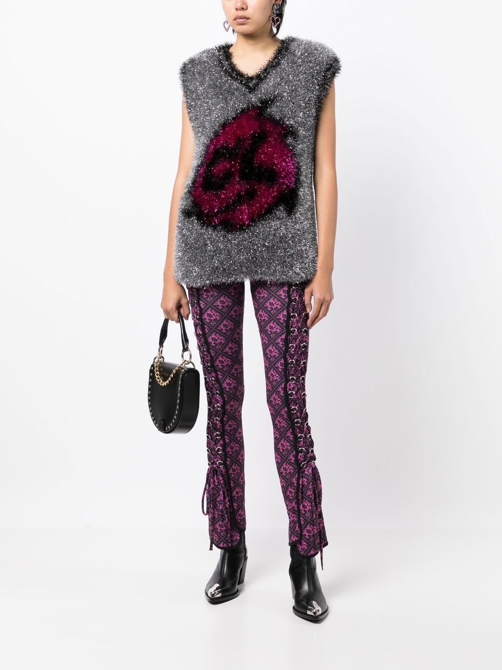 Gardenia print lace-up fasten leggings - 2