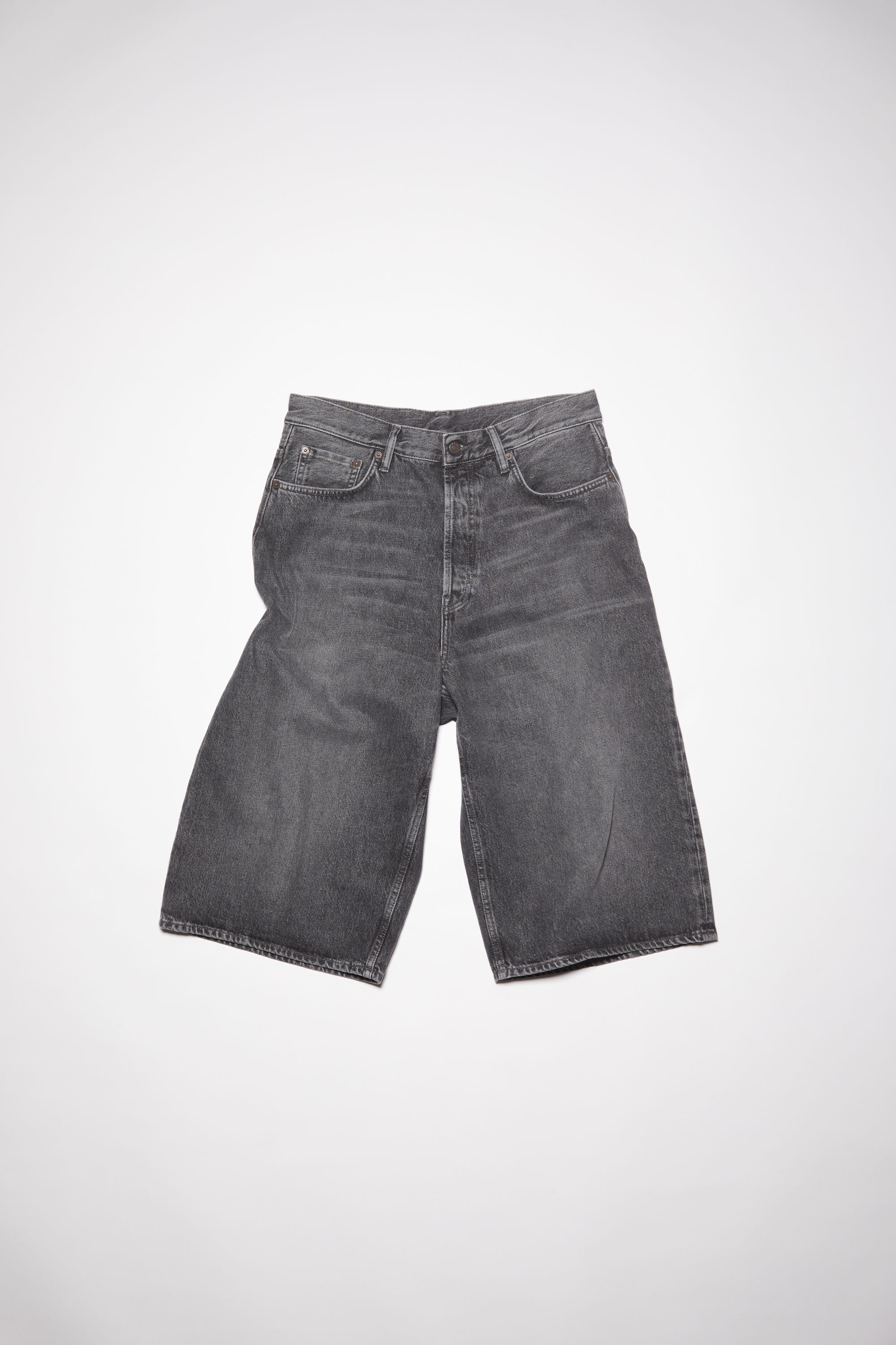 Loose fit denim shorts - Black - 1