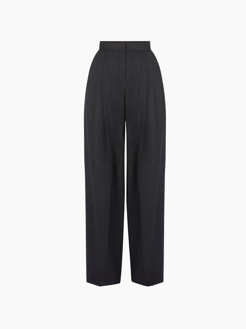 Wide-Leg Pinstriped Wool Pants 5