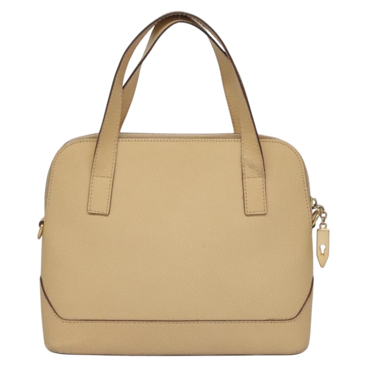 CELINE Hand Bag Leather Beige Gold - 2