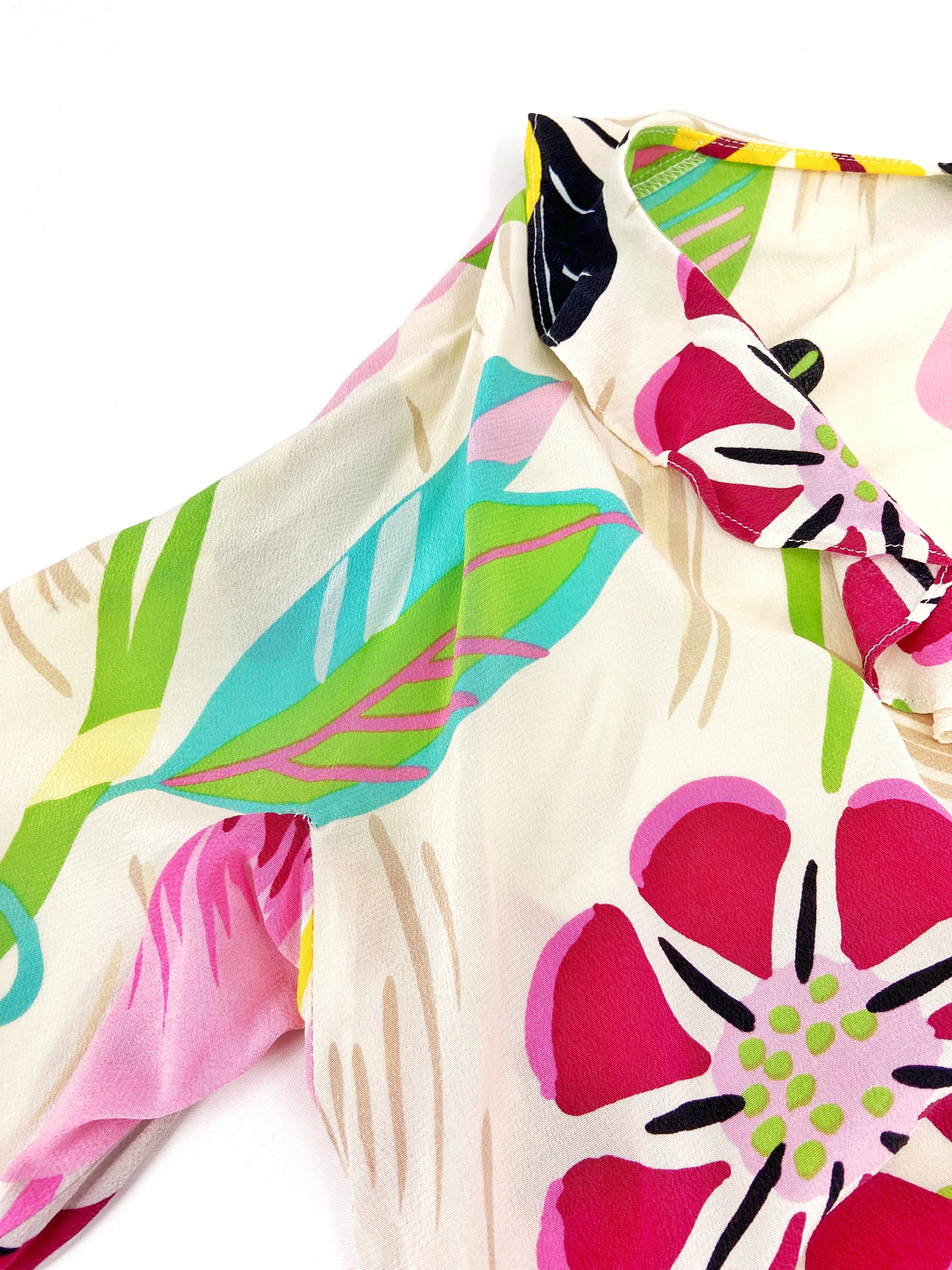 Gucci Spring 1999 Tom Ford Iconic Runway Ivory Floral Silk Ruffle Blouse Top 42 - 9