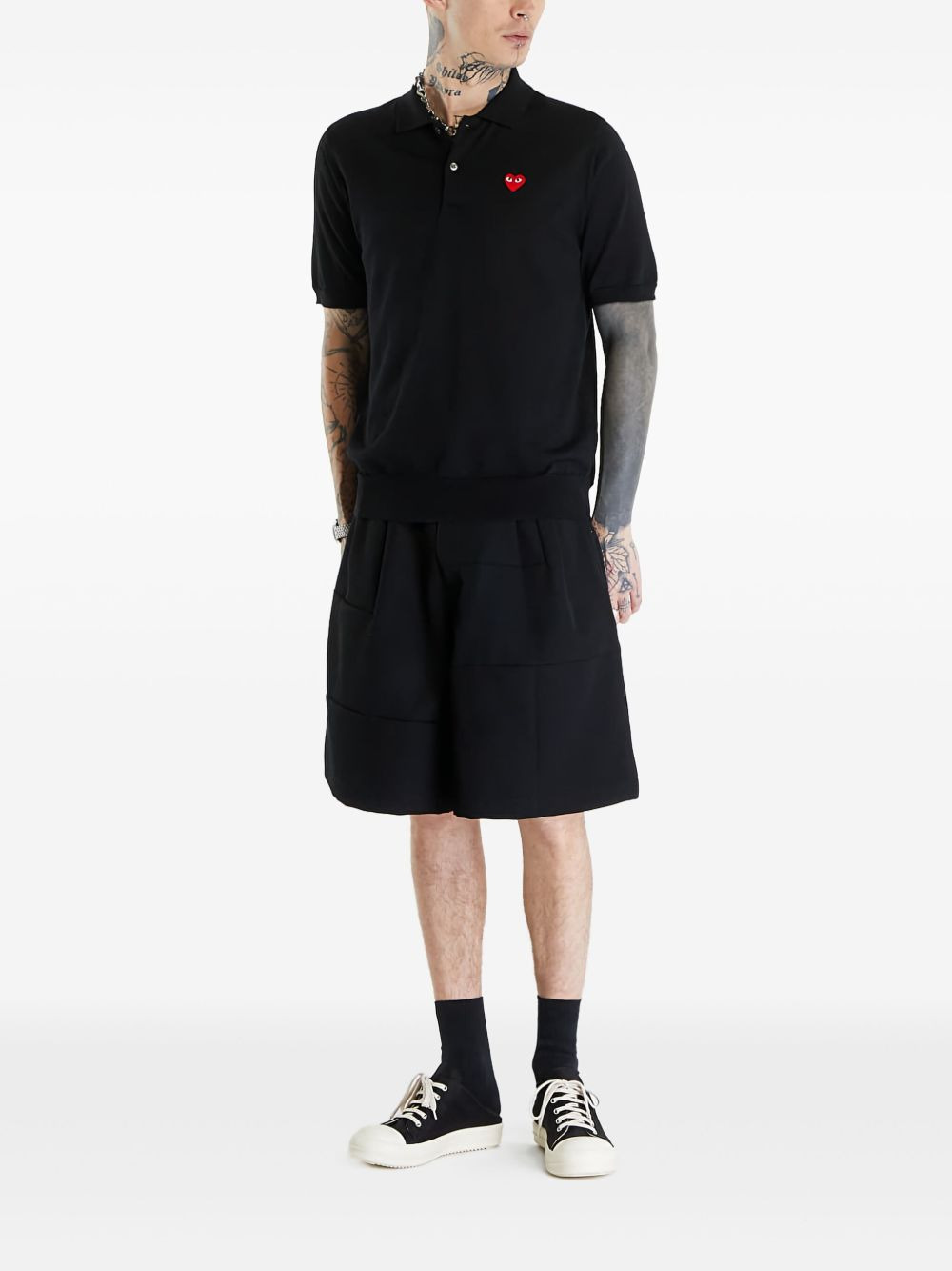 heart-patch wool polo shirt - 3