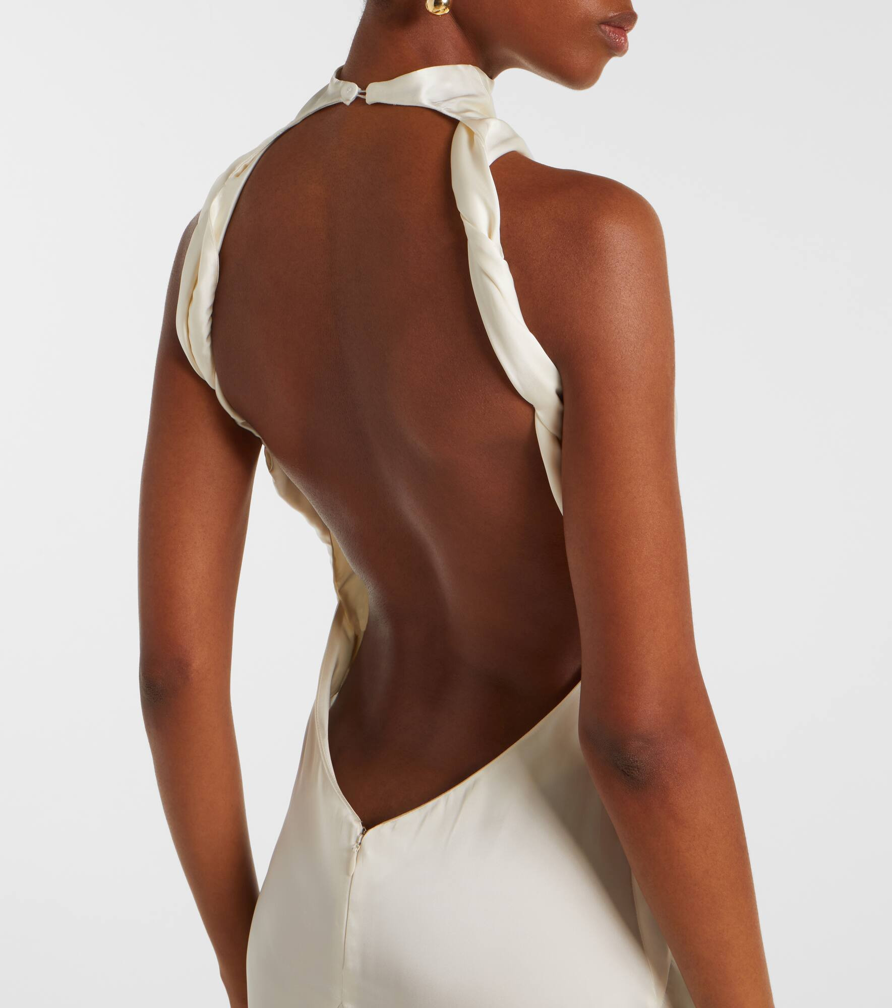 Gathered halterneck satin gown - 6